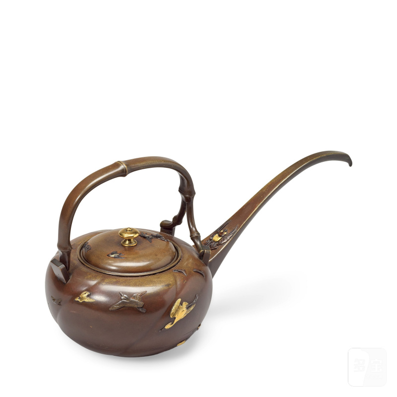 宮部篤良 明治時代 銅嵌金銀壺 | A GOLD AND SILVER-INLAID BRONZE EWER AND COVER - 图4